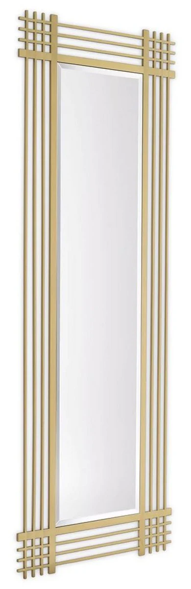 Casa Padrino espejo de pared de lujo de acero inoxidable lat¨®n 80 x 3 x A. 220 cm - Espejo de sal¨®n - Espejo de dormitorio - Espejo de armario - Muebles de Lujo