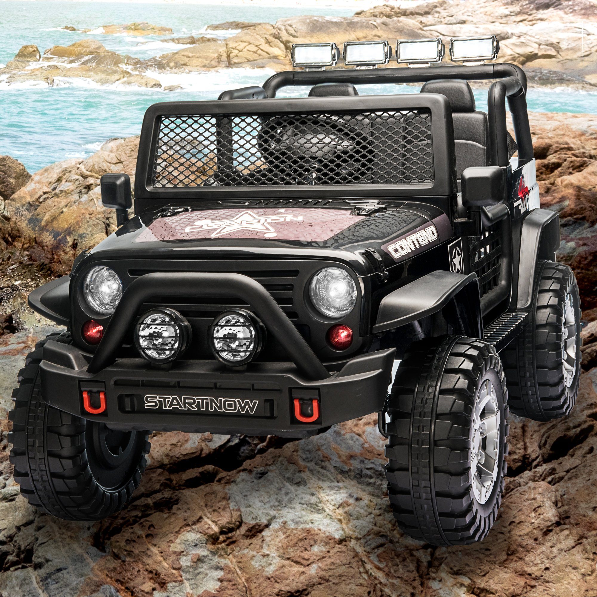 Merax Elektro-Kinderauto, Belastbarkeit 50 kg, mit 2 Sitzer, Elektroauto mit USB, AUX und Bluetooth inkl. Ferndienung