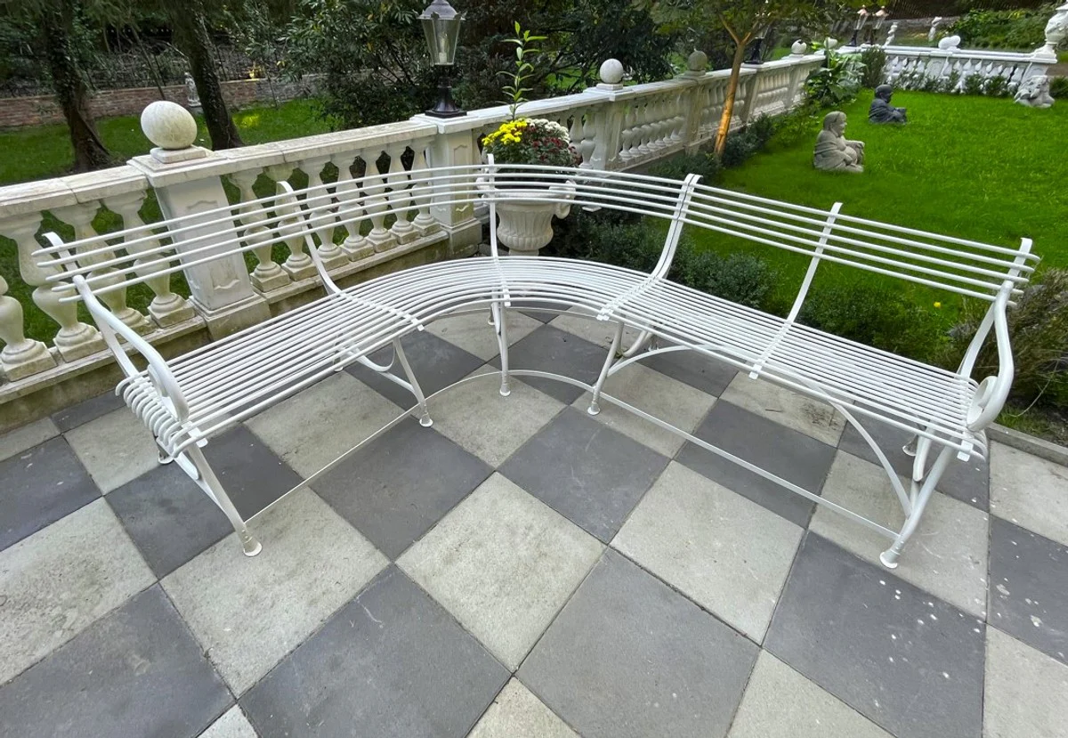 Casa Padrino banco de jard¨ªn Art Nouveau 250 x 210 x A. 90 cm - Banco curvo de hierro forjado - Art Nouveau