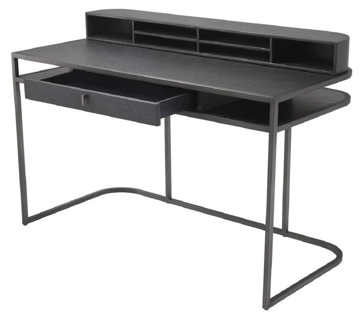 Casa Padrino escritorio de lujo con caj¨®n y estante extra¨ªble gris oscuro 130 x 60 x H. 75 cm - Muebles de Oficina