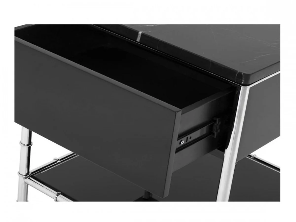 Casa Padrino luxury art deco designer side table with marble top and smoke glass - Luxury Collection