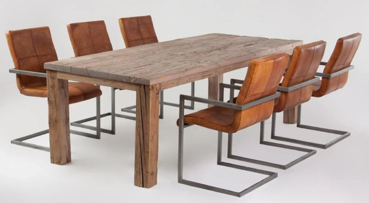 Casa Padrino mesa de comedor da estilo campestre natural - Diferentes Tama?os - Mesa de comedor r¨²stica rectangular - Muebles de comedor estilo campestre - Muebles de comedor r¨²sticos