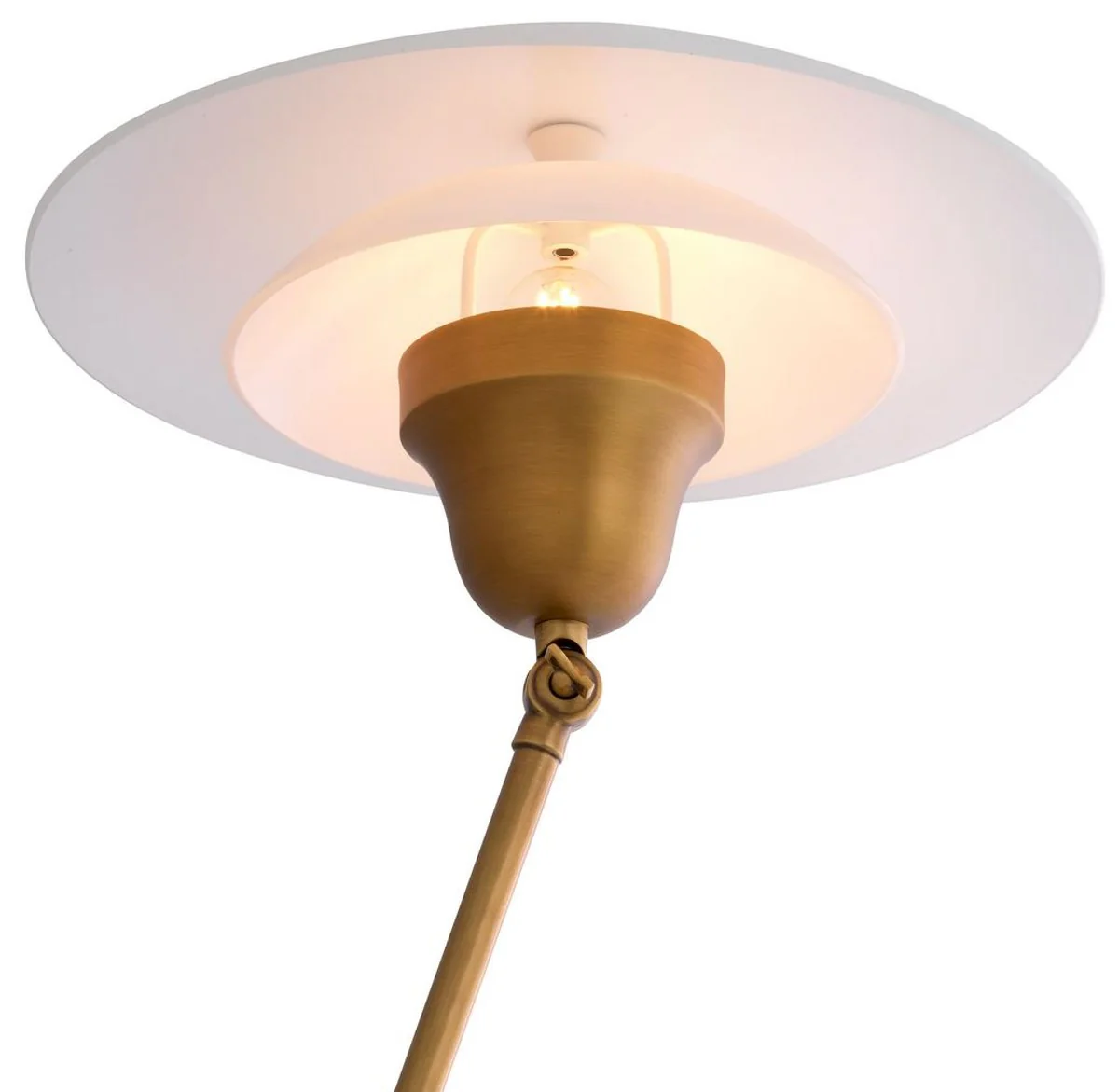 Casa Padrino lámpara de pie de lujo latón antiguo / blanco / negro Ø 39 x A. 155 cm - Lámpara de pie con pantalla redonda de cristal y pie de mármol - Lámparas de pie de lujo - Luces de lujo