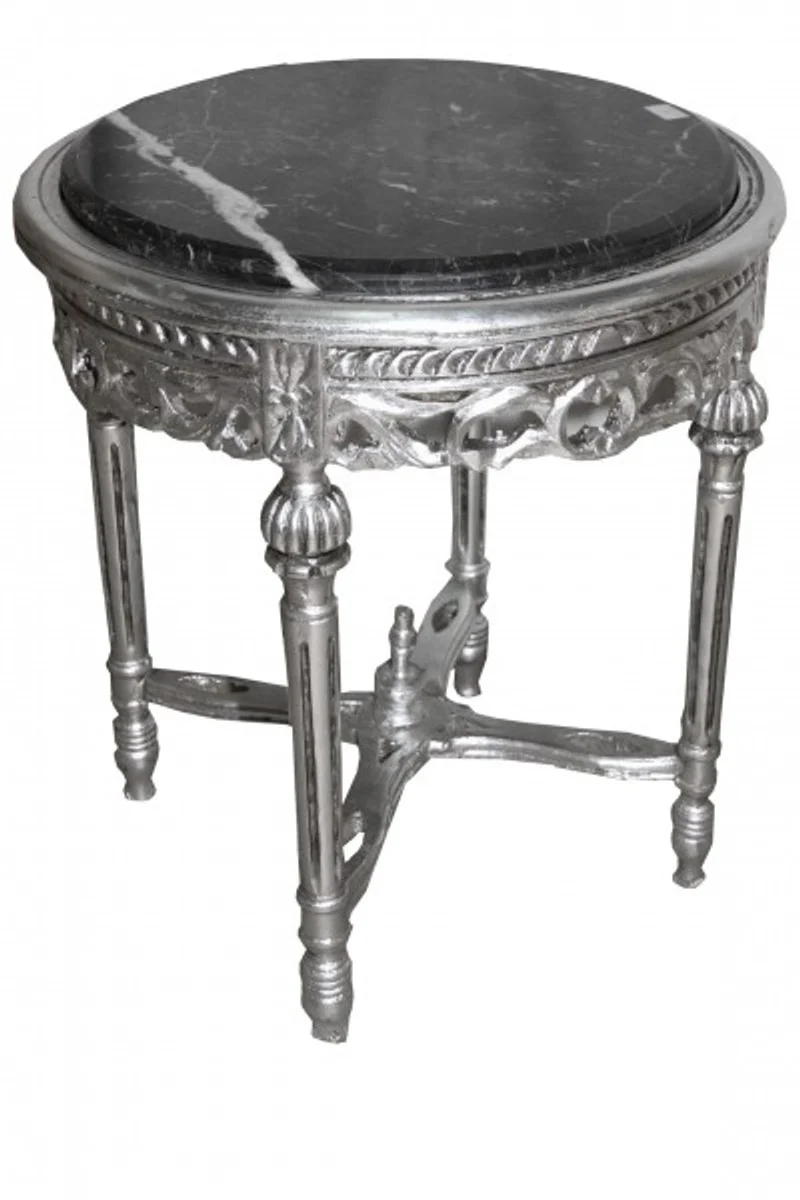 Baroque Side Table Silver Round ModY14 53 x 47cmantique style