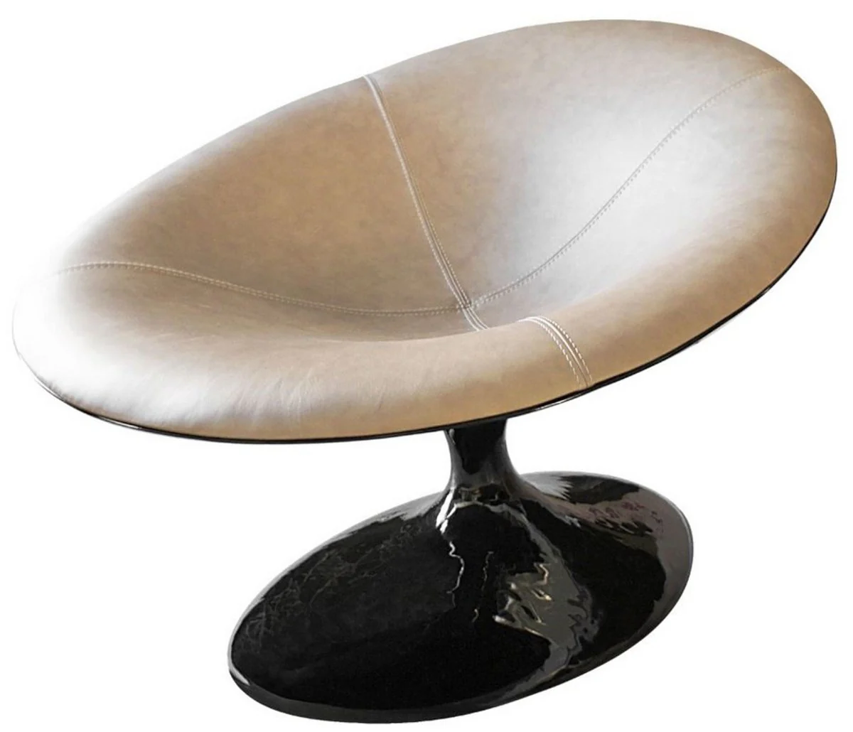 Casa Padrino sill¨®n de dise?o negro brillante / beige 86 x 110 x A. 70 cm - Sill¨®n de sal¨®n - Sill¨®n de hotel - Muebles de dise?o - Calidad de Lujo