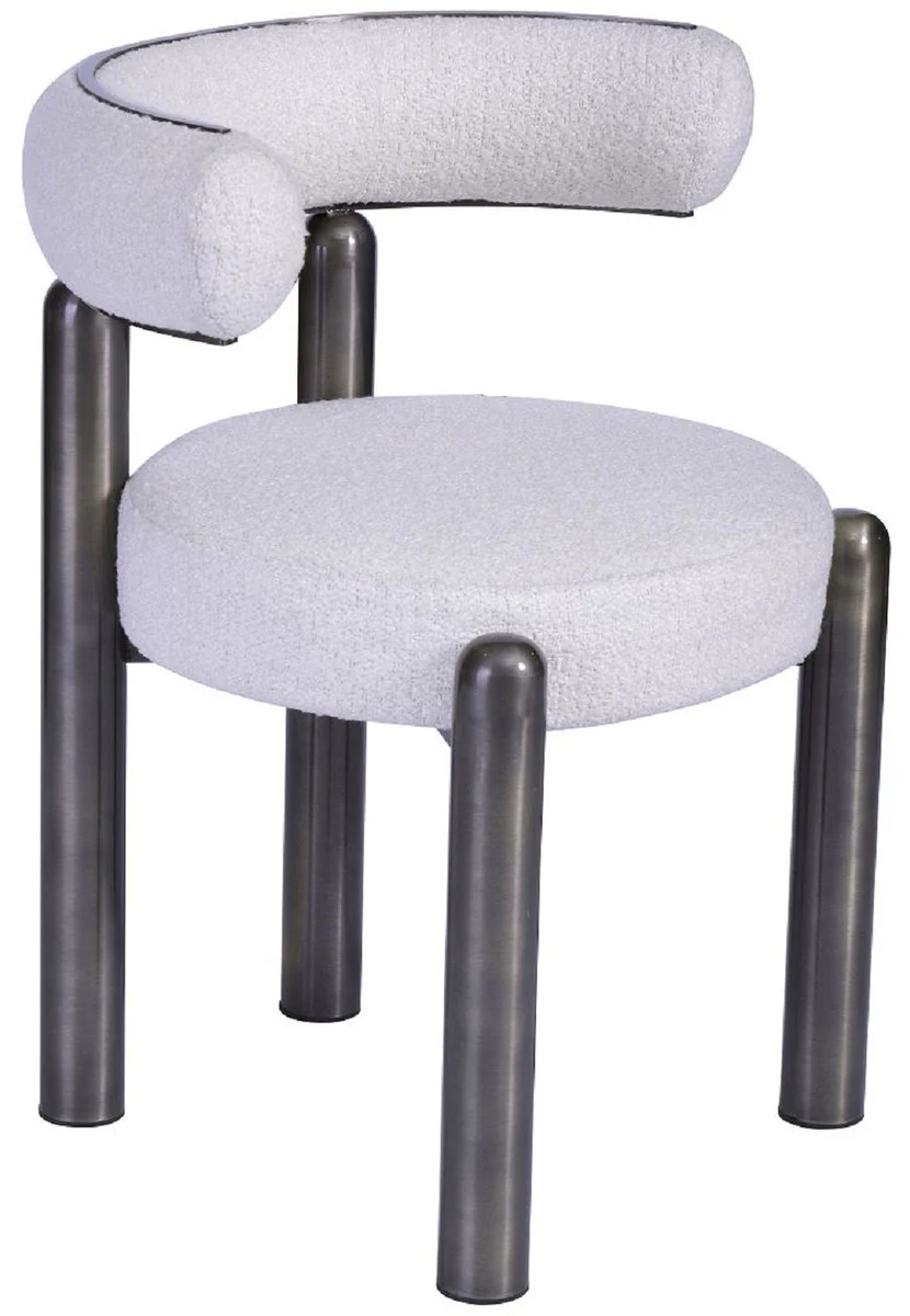 Casa Padrino silla de comedor de lujo con respaldo curvo blanco / gris - Muebles de comedor