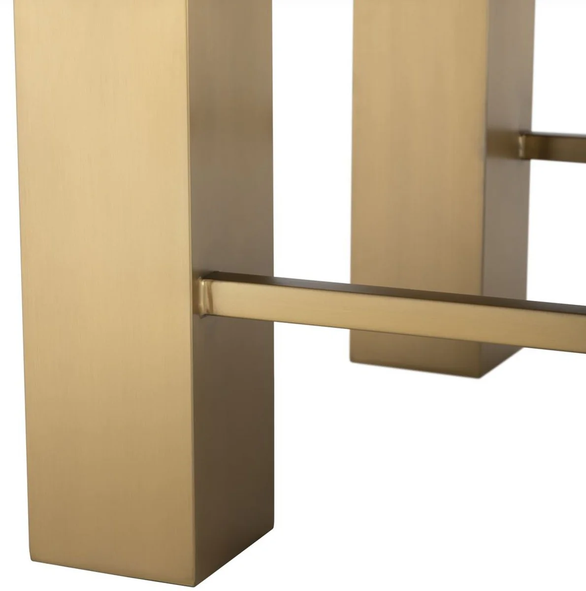 Casa Padrino armario de TV de lujo lat¨®n / negro 195 x 55 x A. 38 cm - Aparador de acero inoxidable con tapas de vidrio - Muebles de sal¨®n de lujo