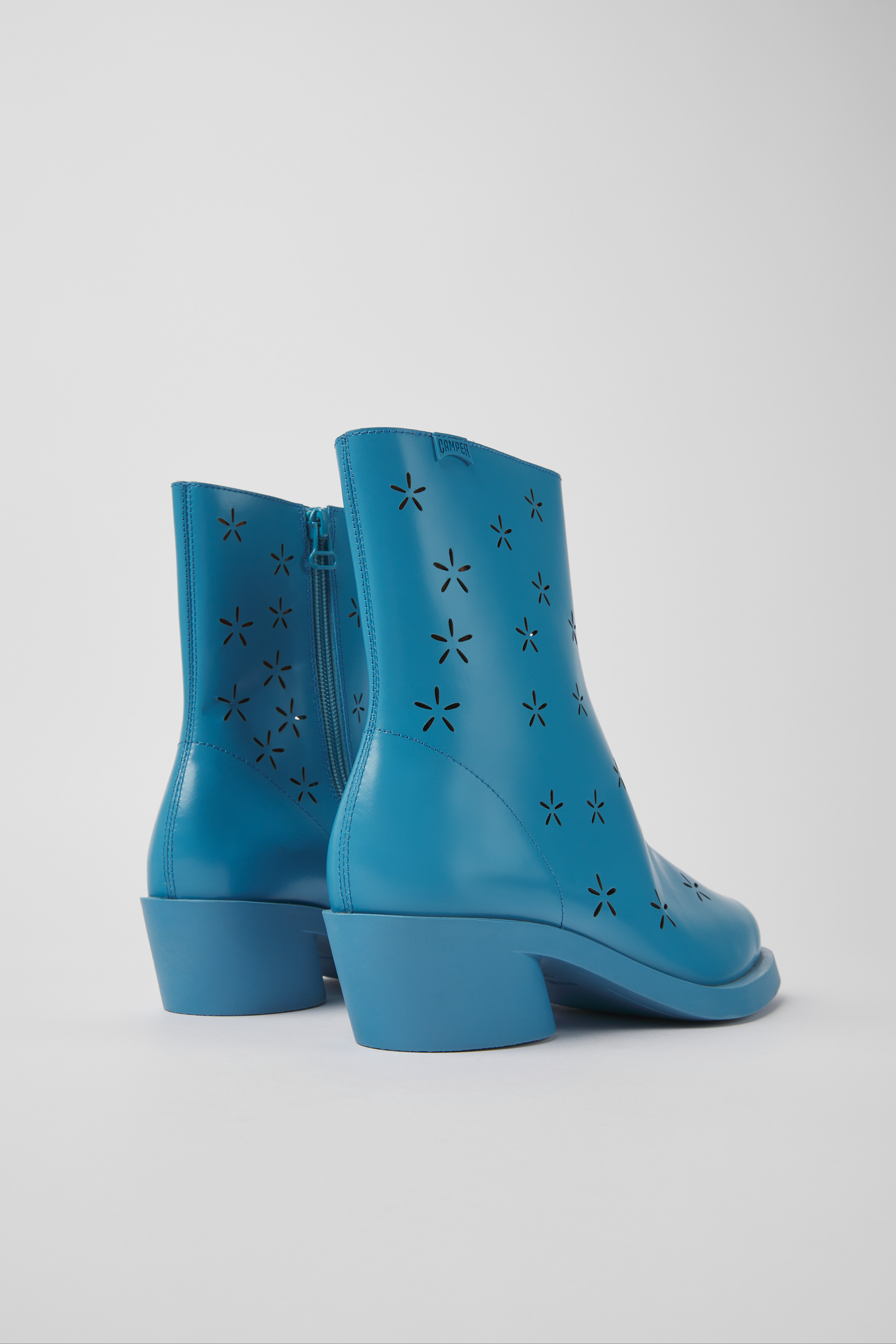 Bonnie - Blue leather boots for women