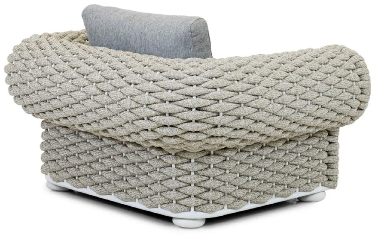 Casa Padrino sill¨®n de jard¨ªn de lujo gris / beige / blanco 135 cm