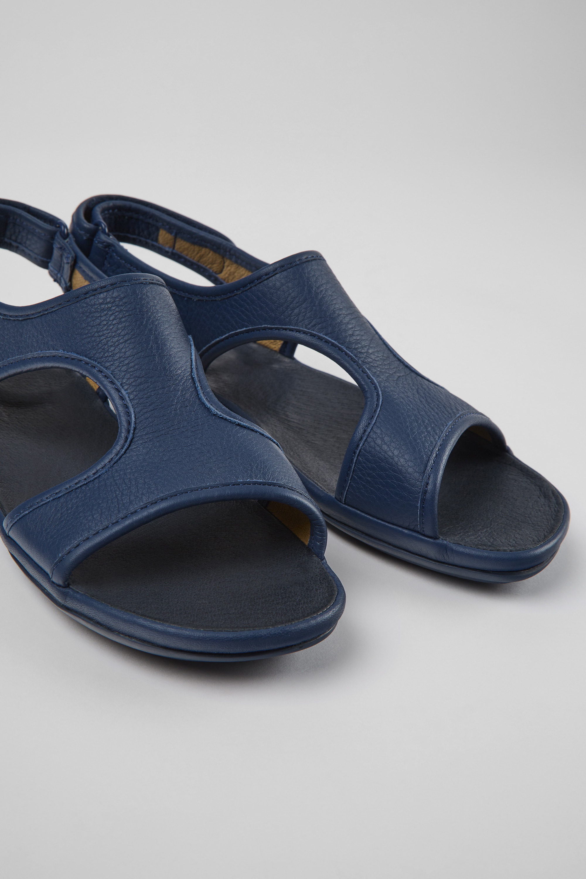 Right - Dark blue leather sandals for women