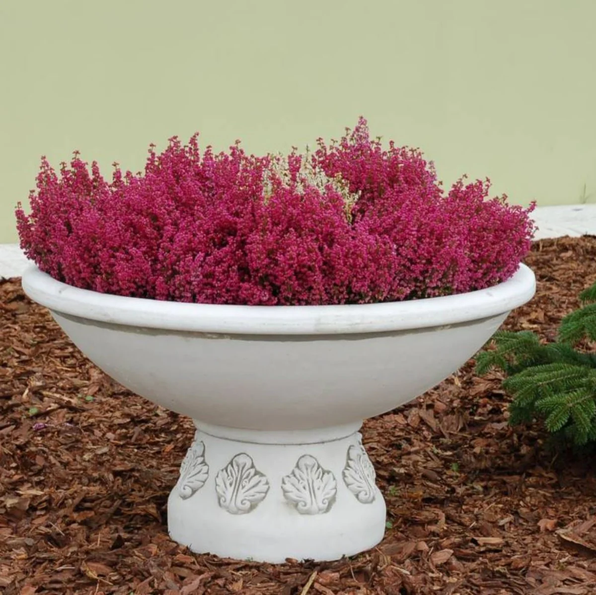 Casa Padrino maceta decorativo de jard¨ªn barroco blanco ? 90 x A. 56 cm - Macetero redondo de estilo barroco - Decoraci¨®n barroco de jard¨ªn - Decoraci¨®n barroco de terraza - Accesorios barroco