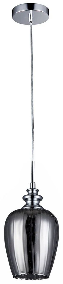 Casa Padrino Hanging Lamp Silver / Gray Ø 14 - Pendant Lamp with Crystal Hangings