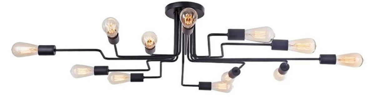 Casa Padrino lámpara de techo de diseñador negro 123 x 88 x H. 25,2 cm - Luz Moderna con Marco de Metal Revestido y un Estilo Inusual de Loft