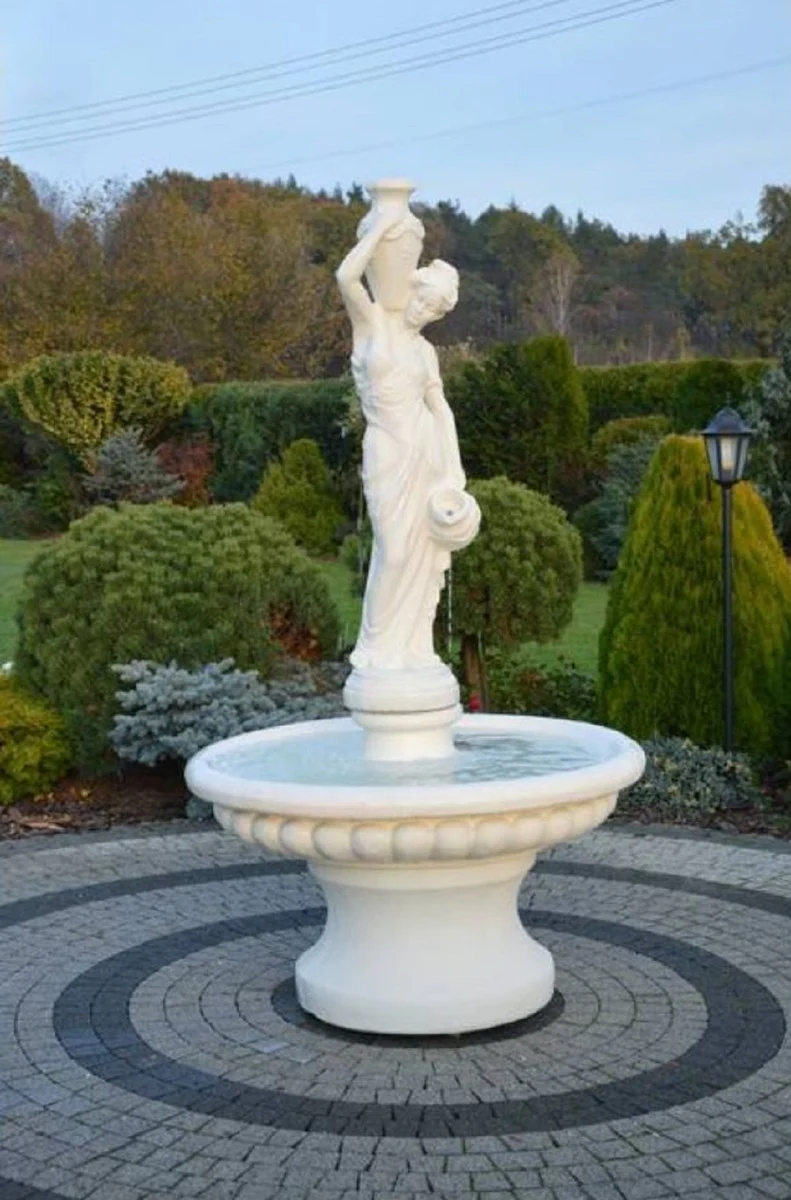 Casa Padrino fuente barroco dama blanco ? 120 x A. 206 cm - Magn¨ªfica fuente de jard¨ªn de estilo barroco - Fuente redonda de piedra para decoraci¨®n de jard¨ªn