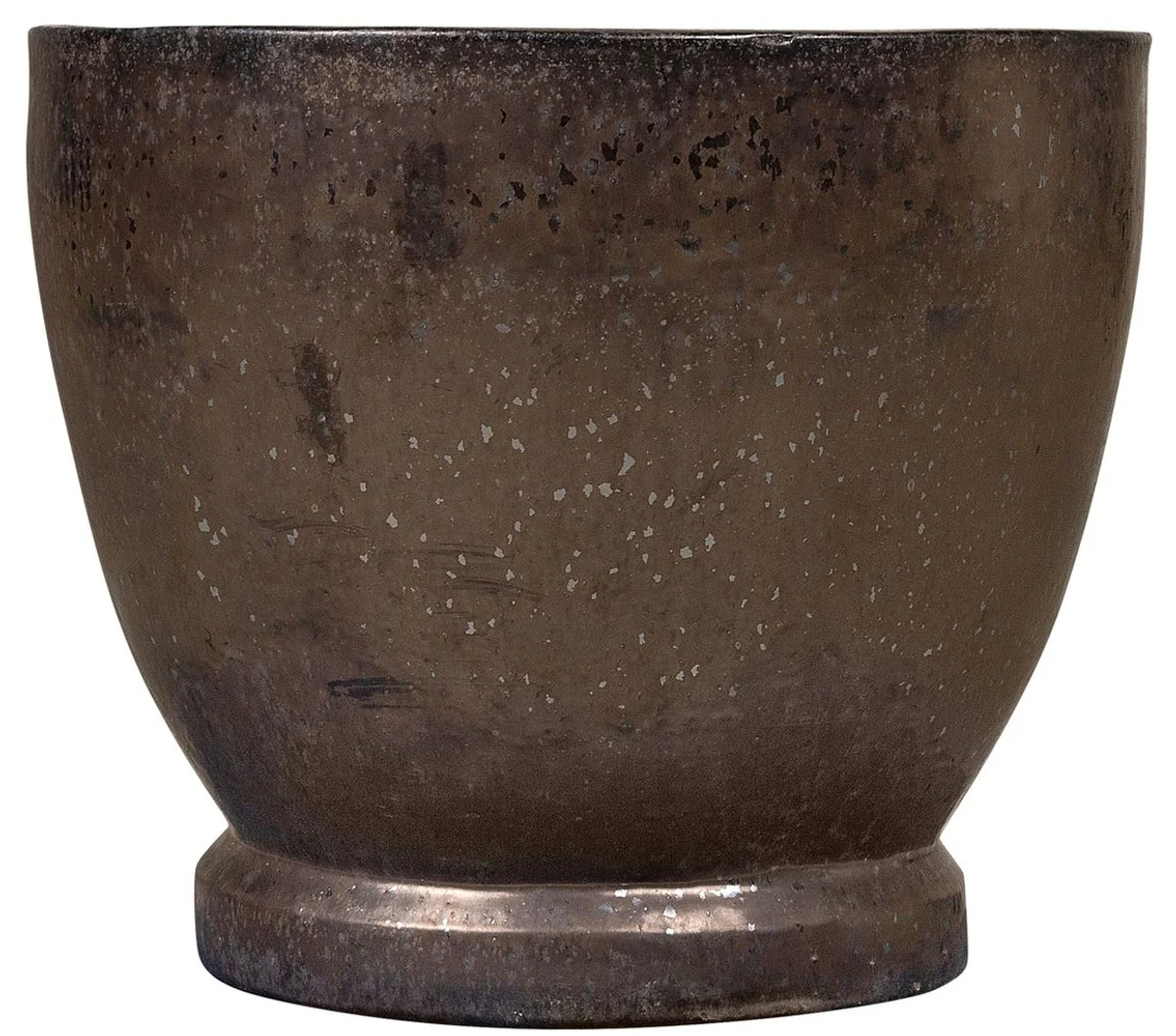 Casa Padrino Maceta Art Nouveau Negro / Bronce Ø 52 x A. 43 cm - Maceta Redondo Hecho a Mano de Terracota - Accesorios de Decoración de Jardín y Terraza