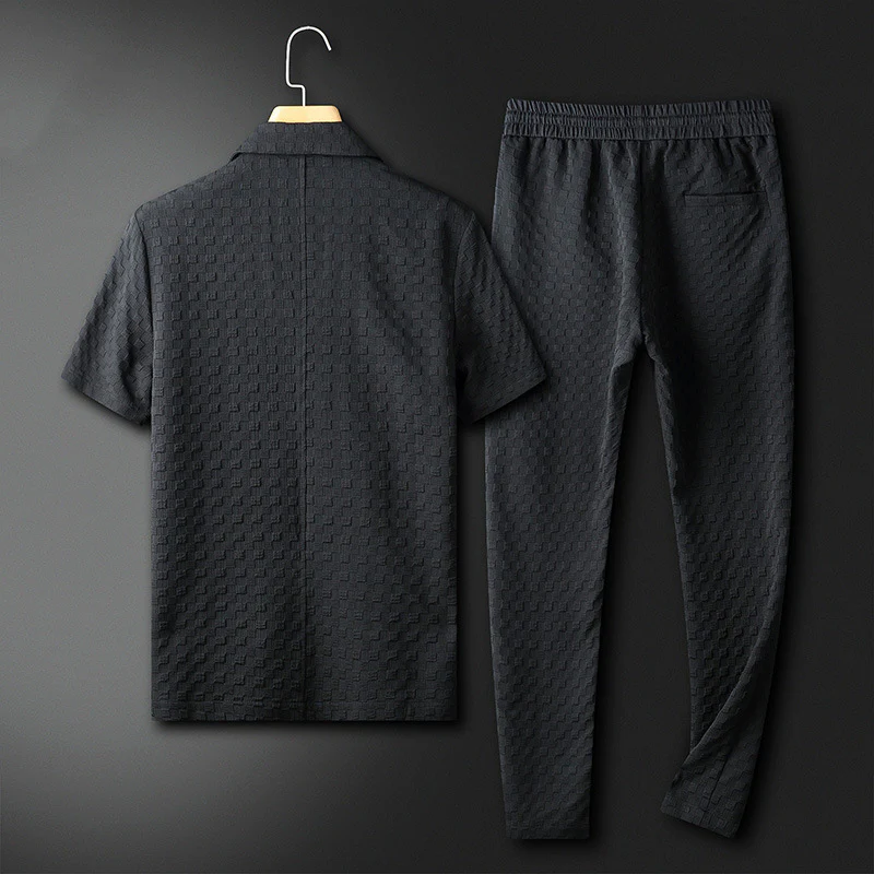 Men's Black Casual Fashion Two Piece Set
