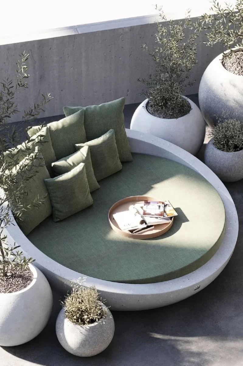 Casa Padrino Isla tumbona de hormig¨®n de lujo verde / blanco ? 180 cm - Muebles de jard¨ªn y hotel