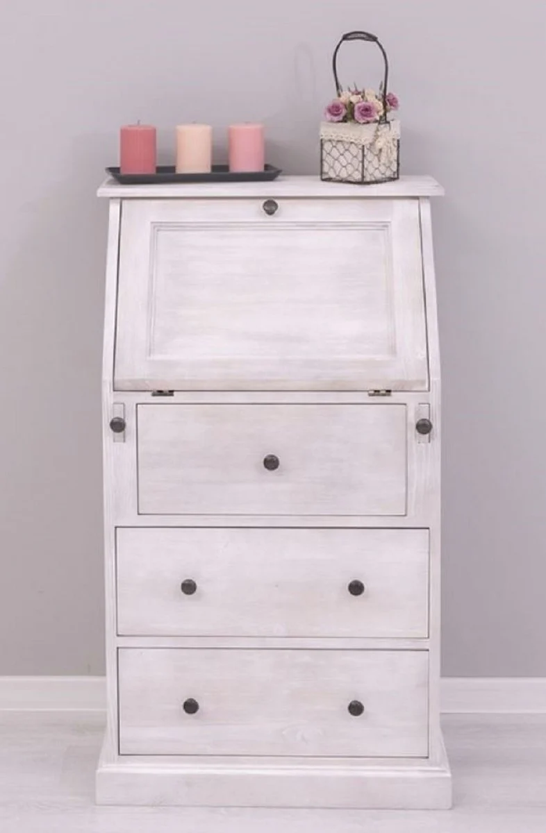 Casa Padrino secretaria cómoda de estilo campestre gris claro 65 x 45 x A. 110 cm - Armario de madera maciza con 5 cajones - Muebles de madera maciza - Muebles de estilo campestre