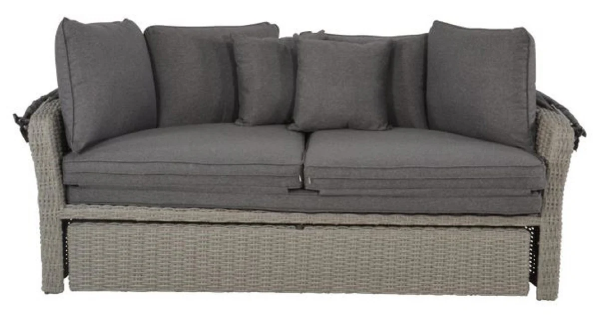 Casa Padrino isla tumbona de lujo gris oscuro / gris 200 x 182 x A. 161 cm - Sofá lounge resistente a la intemperie con toldo - Mobiliario de hotel de terraza de jardín moderno