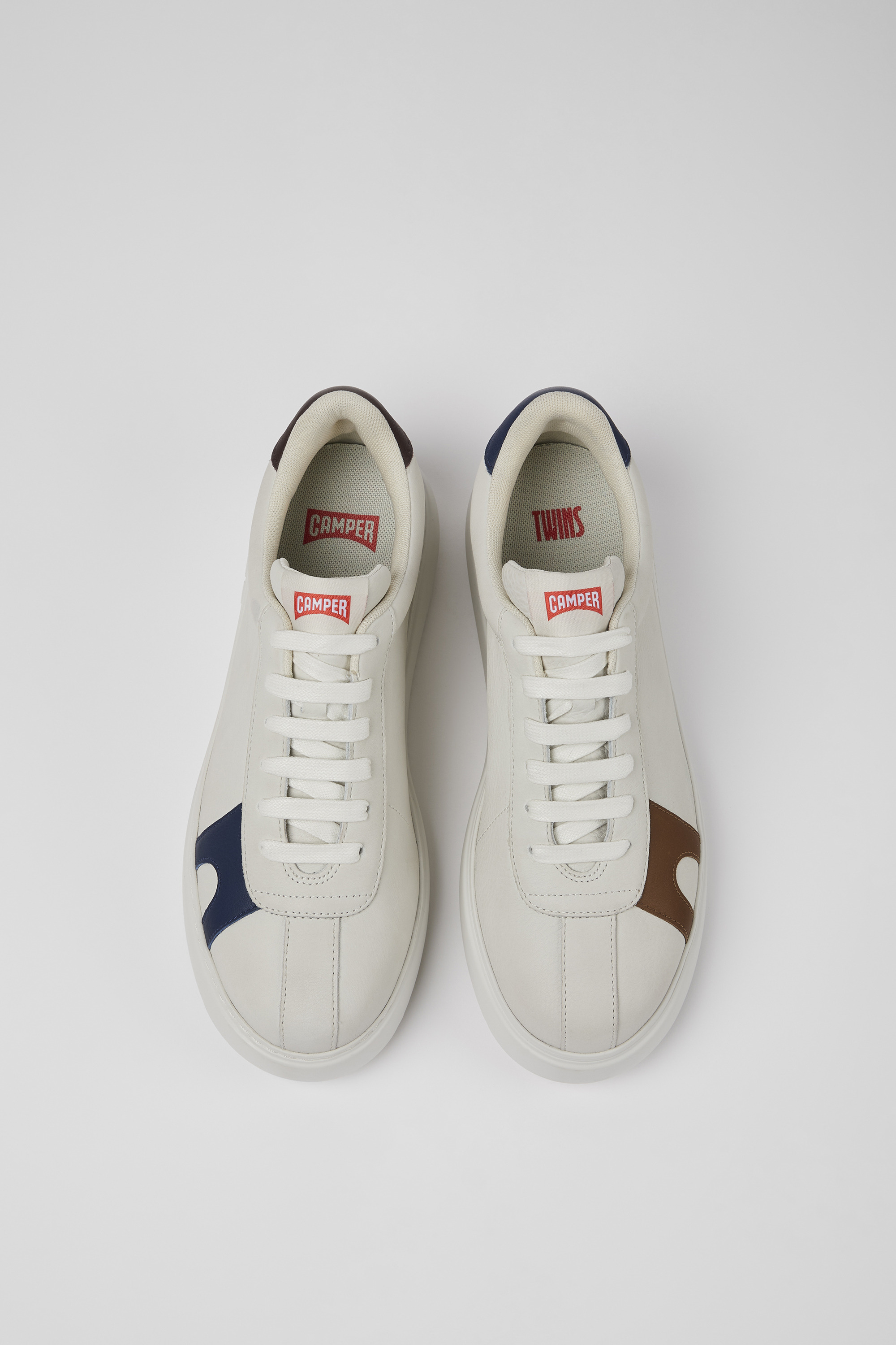 Twins - White non-dyed leather sneakers for men