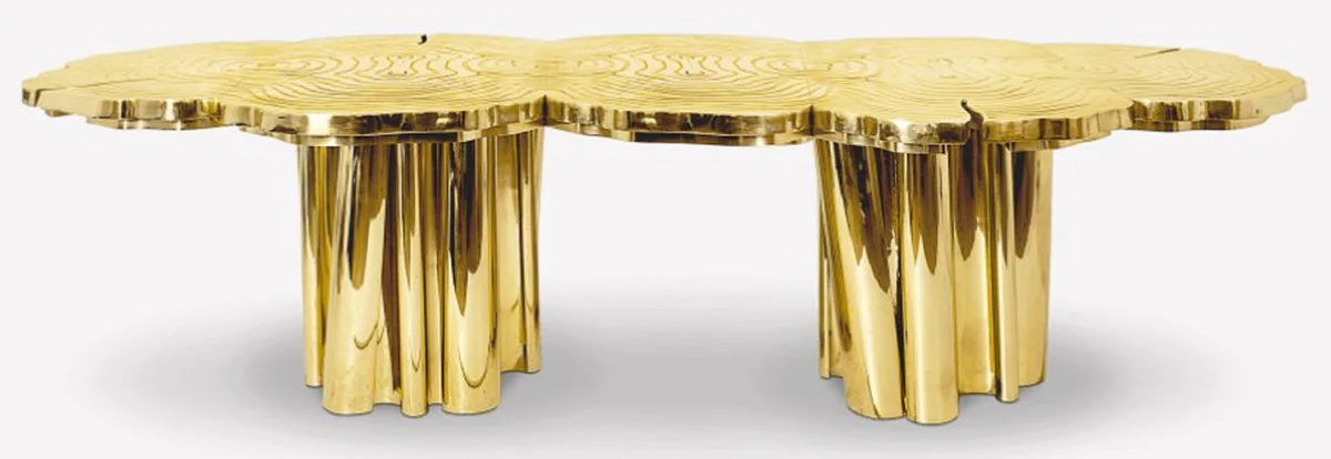 Casa Padrino mesa de comedor de lujo oro 270 x 133 x A. 76 cm - Mesa de cocina moderna de metal macizo - Muebles de comedor de lujo - Calidad de Lujo
