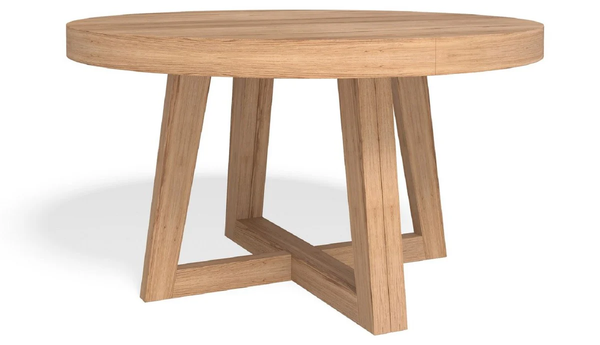 Casa Padrino mesa de comedor de lujo natural 140-320 x 140 x A. 77 cm - Mesa de conferencia redonda extensible de madera maciza - Muebles de comedor - Muebles de oficina - Muebles de lujo