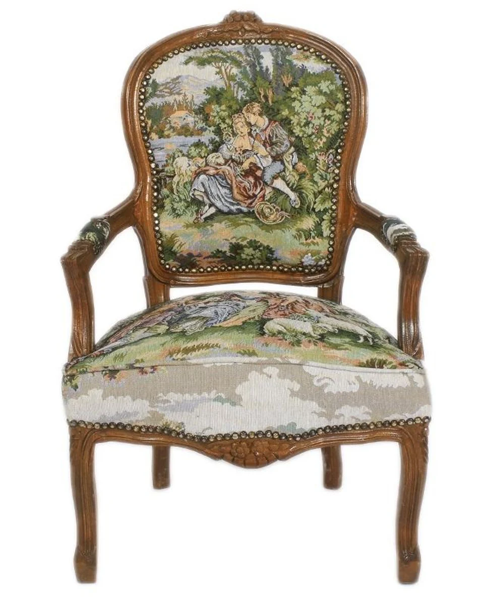 Casa Padrino Conjunto de banco barroco tapiz / marr¨®n - 1 sof¨¢ + 2 sillones