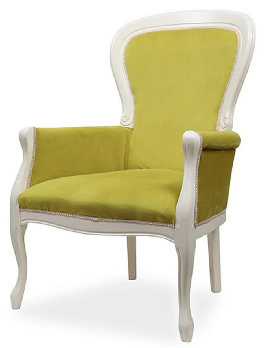 Casa Padrino sill¨®n barroco de lujo verde / blanco - Sill¨®n de sal¨®n de lujo en estilo barroco - Muebles de sal¨®n de lujo en estilo barroco - Muebles barrocos - Noble y magn¨ªfico