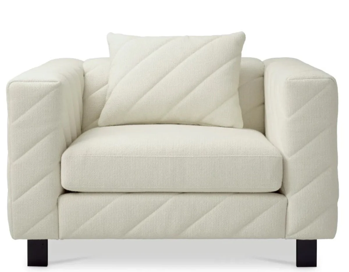 Casa Padrino sill¨®n de lujo crema / sill¨®n de sal¨®n negro - muebles de sal¨®n de lujo