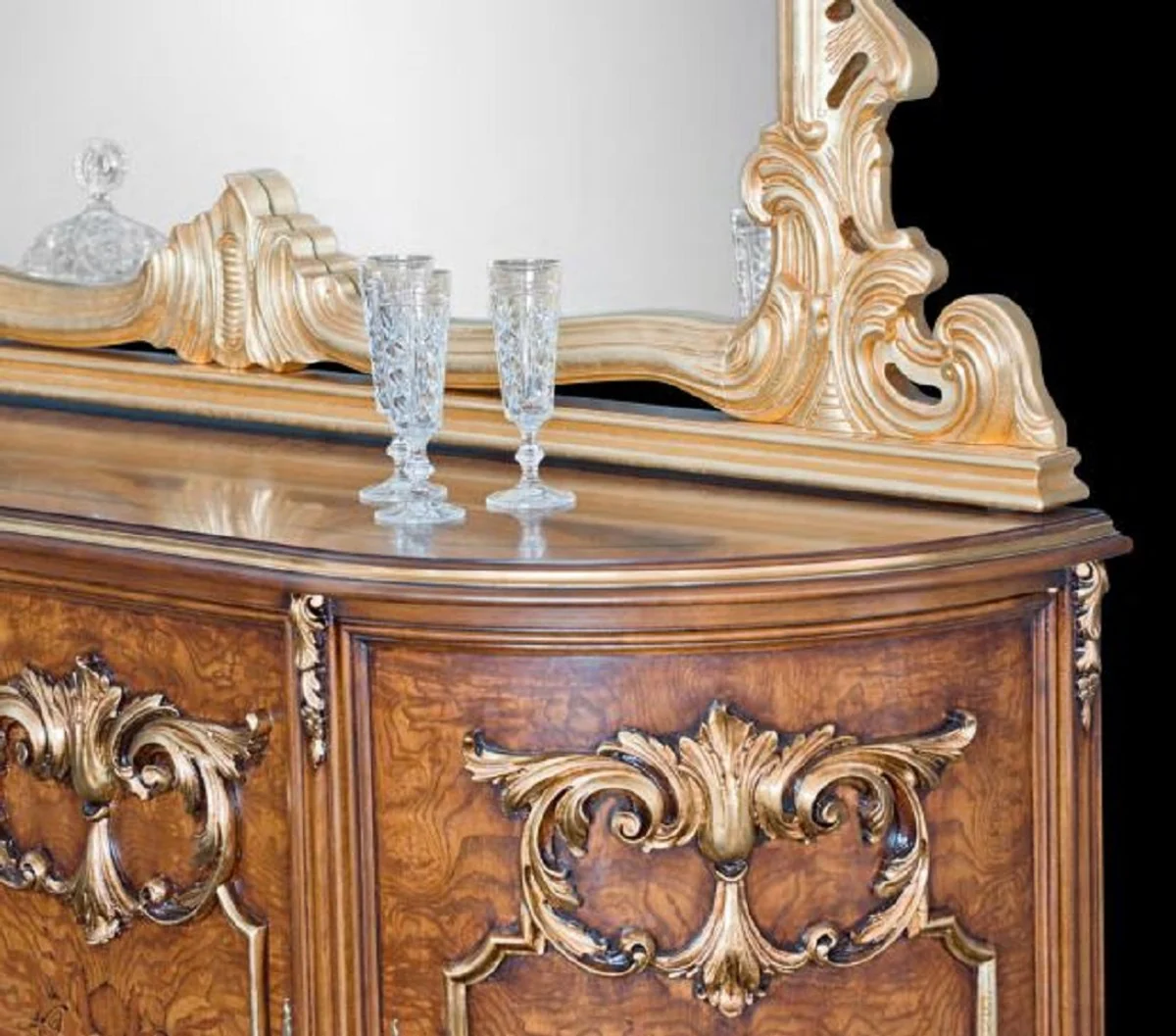 Casa Padrino aparador barroco de lujo marrón / oro - Armario de madera maciza noble con 4 puertas - Muebles Barrocos de Hoteles y Castillos - Calidad de Primera Clase - Hecho en Italia
