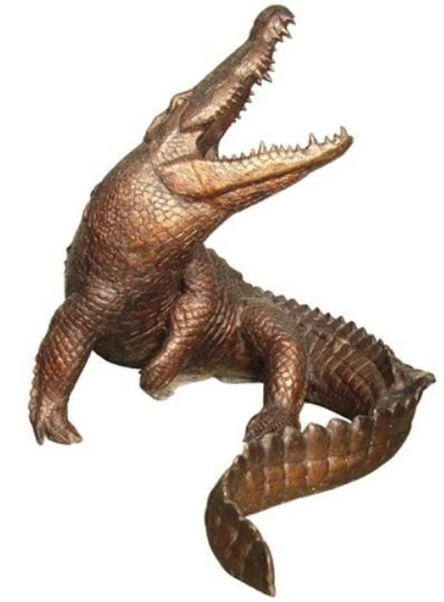 Casa Padrino escultura decorativa de bronce XXL de lujo cocodrilo 127 x 145 x A. 114 cm - Figura de bronce de tamaño natural - Figura de animal de bronce - Escultura de jardín XXL