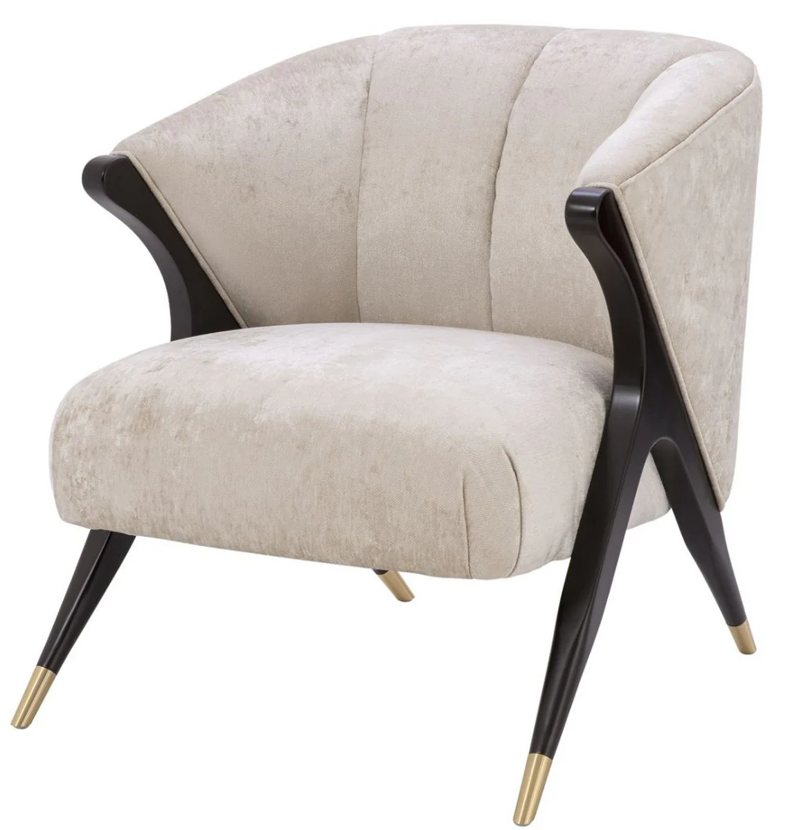 Casa Padrino sill¨®n de dise?o crema / negro / lat¨®n 71,5 x 79,5 x H. 77 cm - Muebles de Lujo