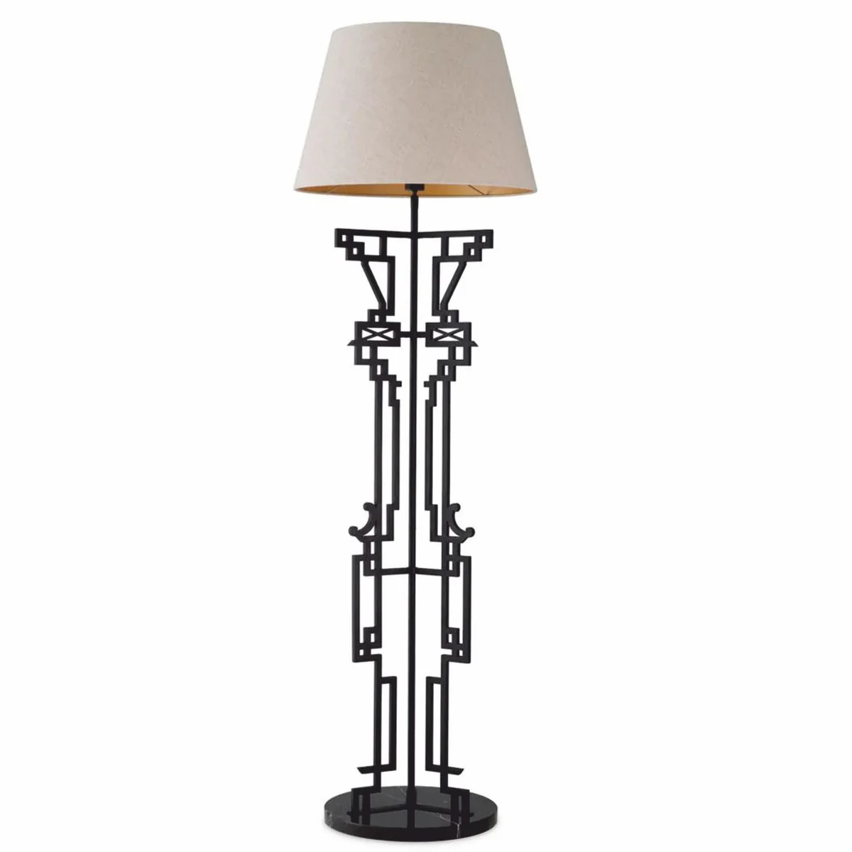 Casa Padrino l¨¢mpara de pie de lujo negro mate / beige Al. 175 cm - Iluminaci¨®n de lujo