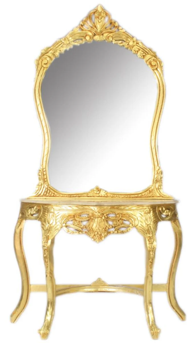 Casa Padrino Baroque Mirror Console Gold / Cream 95 x 40 x H. 190 cm - Baroque Style Make-Up Console