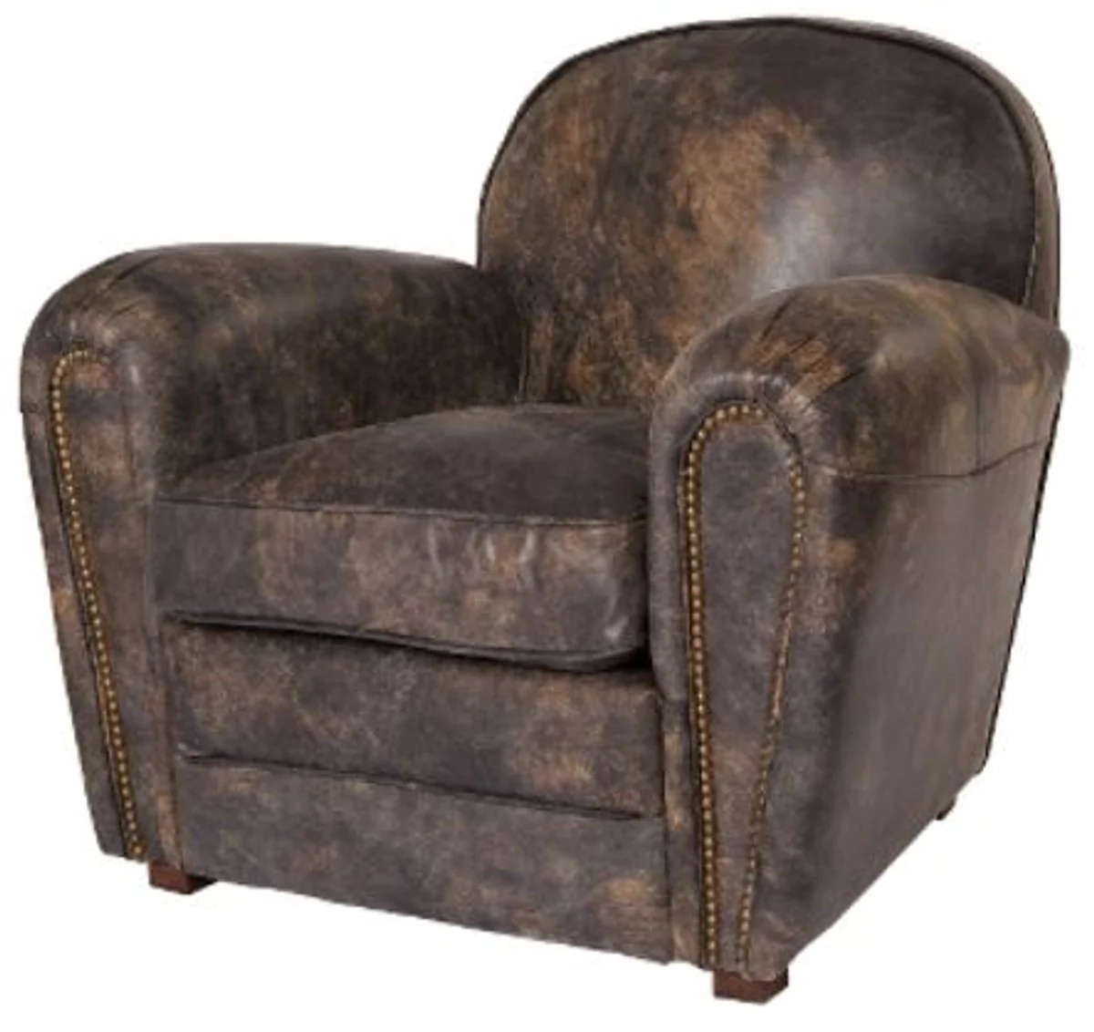 Casa Padrino luxury genuine leather armchair vintage dark brown 88 x 76 x H. 88 cm - Luxury Collection