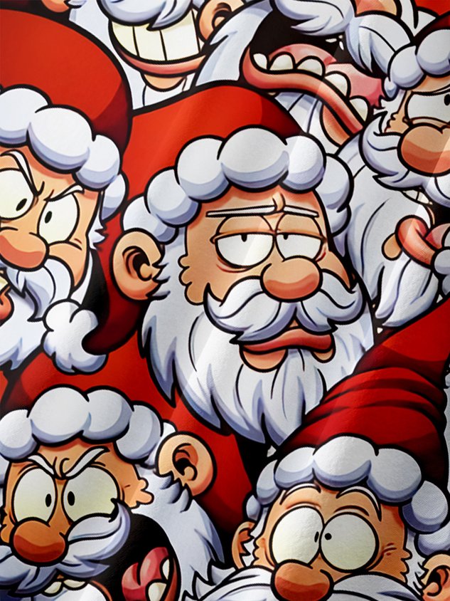 Christmas Santa Claus Chest Pocket Short Sleeve Casual Shirt