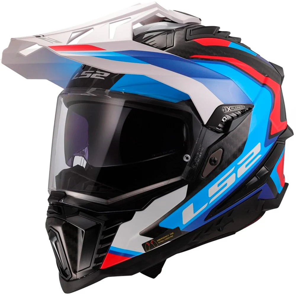 CASCO LS2 MX701 CARBON EXPLORER FRONTIER II BLANCO / AZUL
