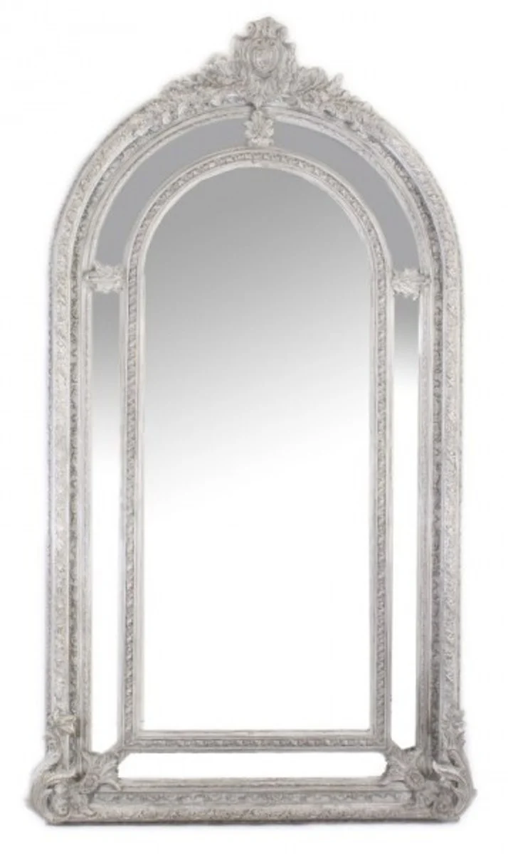 Giant Casa Padrino luxury baroque wall mirror antique-silver Versailles 210 x 115 cm - solid and heavy - Silver Mirror