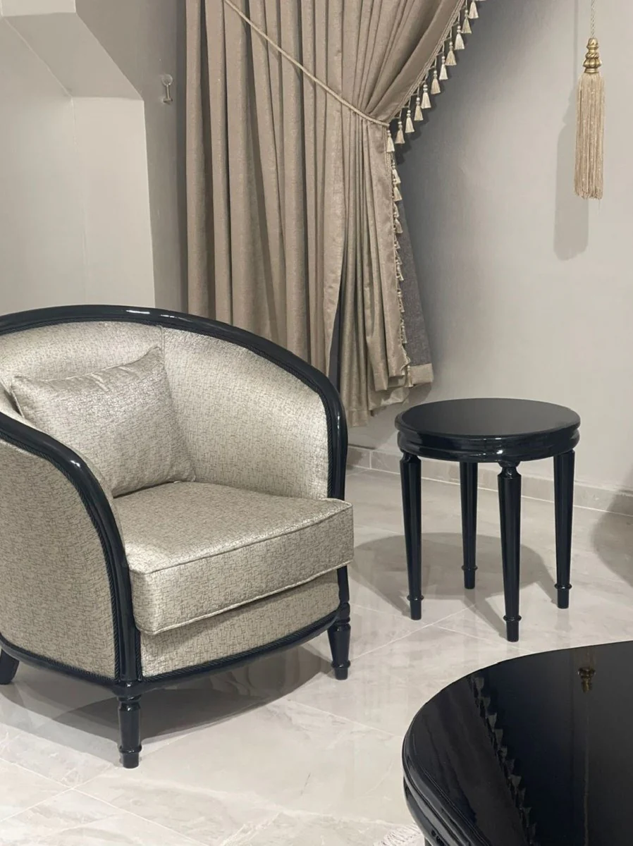 Casa Padrino sill¨®n barroco de lujo oro / negro - Sill¨®n de sal¨®n de estilo barroco - Muebles de sal¨®n de estilo barroco - Muebles de lujo de estilo barroco - Mobiliario barroco