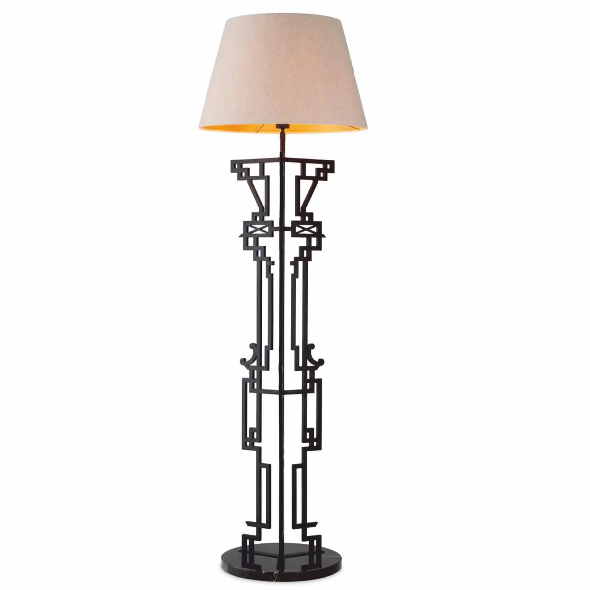 Casa Padrino l¨¢mpara de pie de lujo negro mate / beige Al. 175 cm - Iluminaci¨®n de lujo
