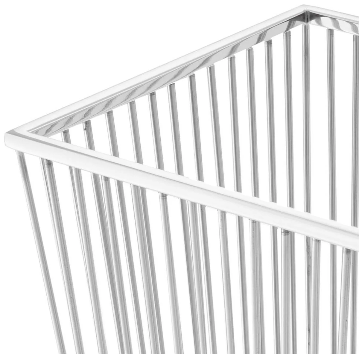 Casa Padrino cesta de ropa de lujo de acero inoxidable plata 30 x 30 x H. 40,5 cm - Colecci¨®n de Lujo