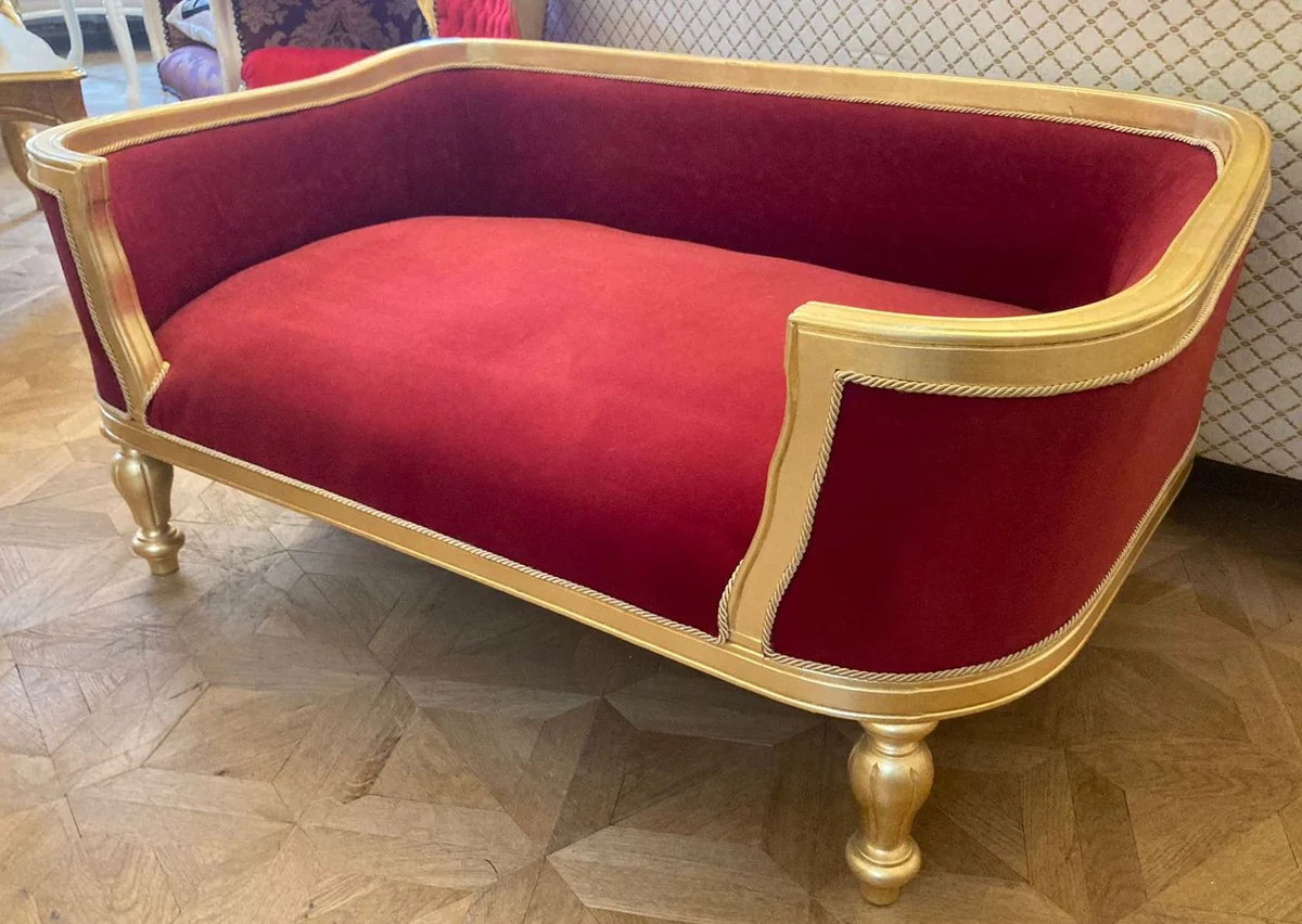 Casa Padrino cama barroco para perros y gatos rojo burdeos / oro - Sofá para perros y gatos de estilo barroco - Muebles barrocos para perros y gatos - Muebles barrocos para mascotas