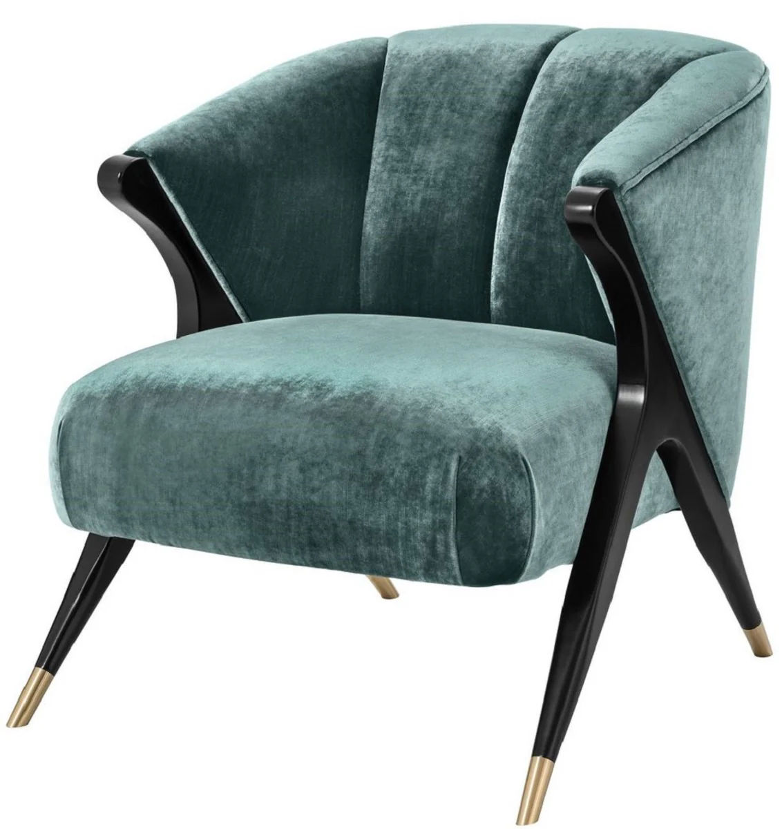 Casa Padrino sill¨®n de dise?o verde egeo / negro / lat¨®n 71,5 x 79,5 x H. 77 cm - Muebles de Lujo