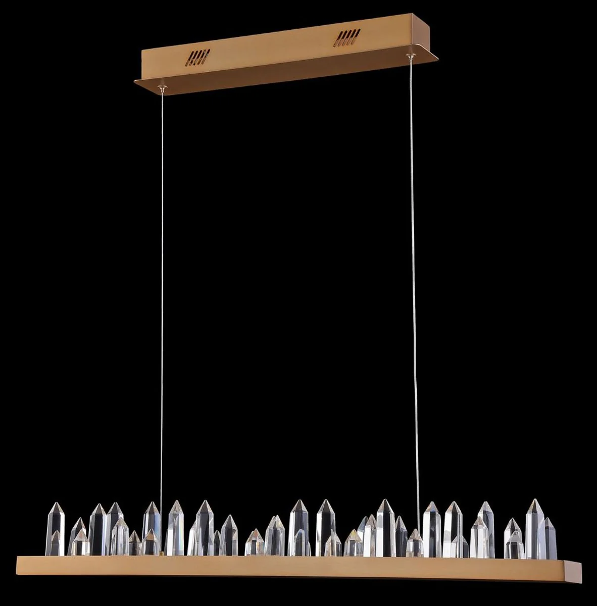 Casa Padrino LED pendant lamp with brass colored metal frame and crystal jagged 80 x 9 x H. 10.4 cm - Living Room Furniture