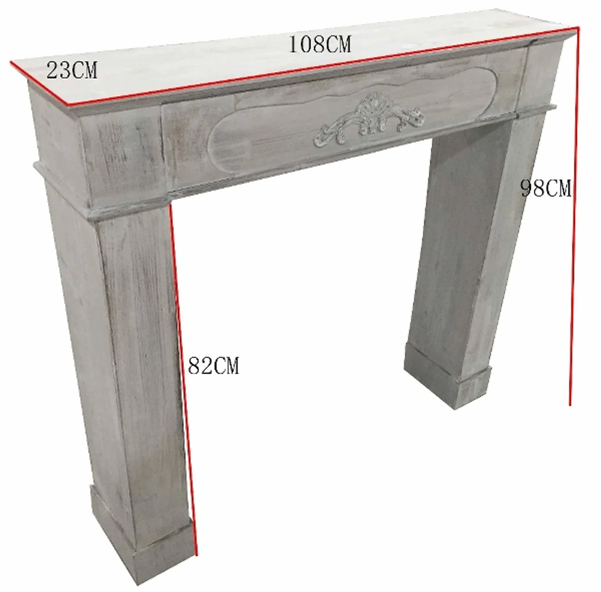 Casa Padrino Country Style Fireplace Surround Antique Gray Brown 108 x 23 x H. 98 cm - Handmade Fireplace Surround in Shabby Chic Look