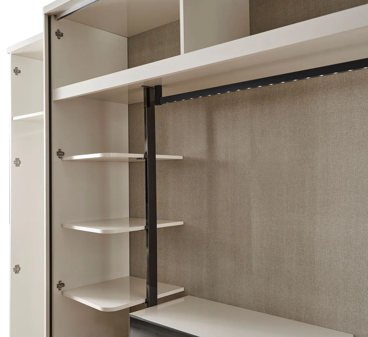 Casa Padrino armario de dormitorio Art Deco de lujo blanco / bronce 280 x 60 x A. 229 cm - Armario con espejo de 4 puertas - Muebles de dormitorio - Muebles Art Deco - Muebles de lujo