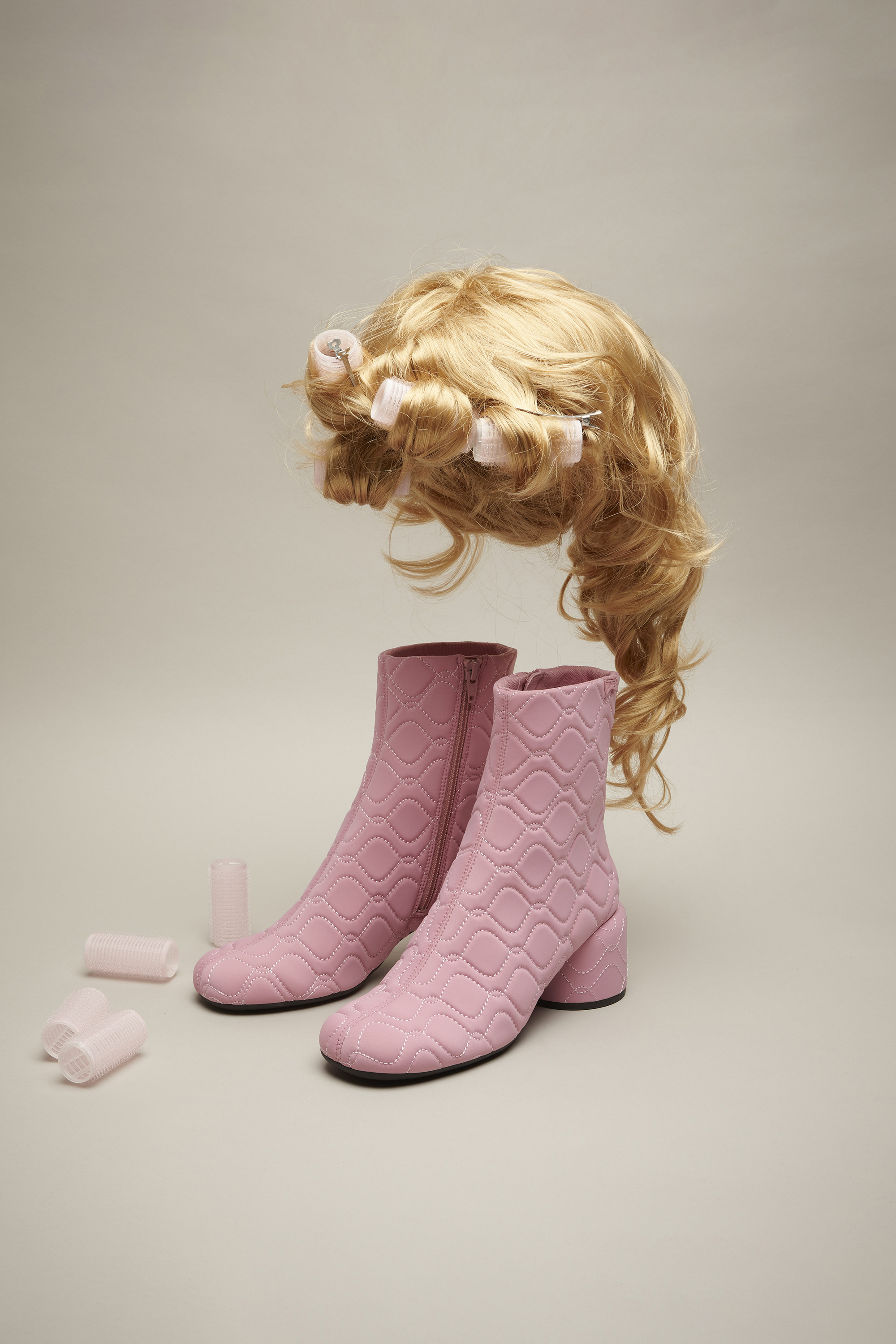 Niki - Pink textile boots for women