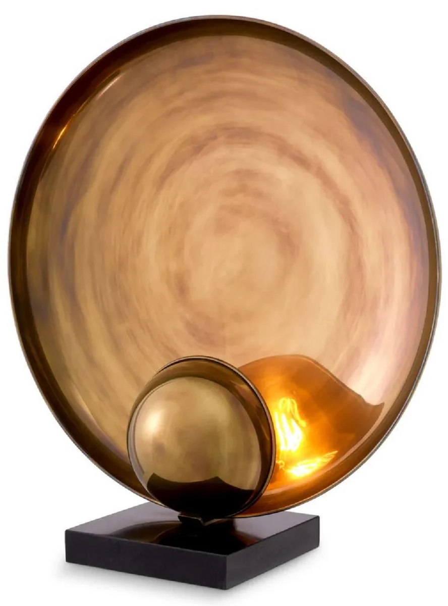 Casa Padrino lámpara de mesa de lujo latón vintage / negro 46 x 17,5 x A. 50,5 cm - Lámpara de escritorio con base de granito - Lámparas de mesa de lujo - Muebles de lujo - Interior de lujo