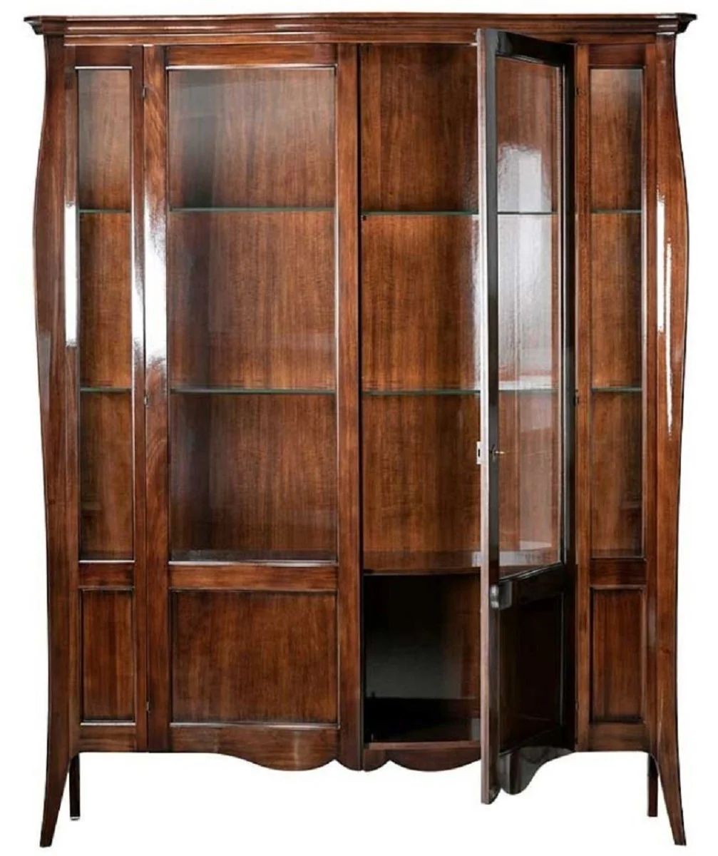 Casa Padrino vitrina Art Deco de lujo marr¨®n 170 x 50 x A. 215 cm - Vitrina de madera maciza con 2 puertas de vidrio - Muebles de Sal¨®n Art Deco de Lujo