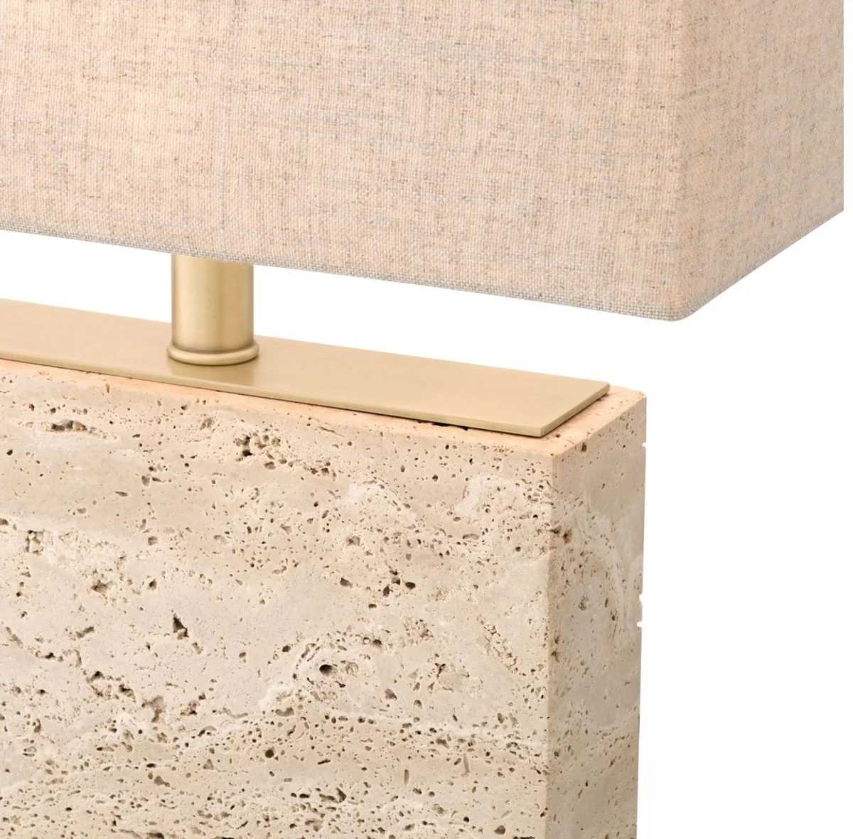 Casa Padrino lámpara de mesa de lujo beige / latón antiguo 40 x 22 x A. 55 cm - Lámpara de escritorio travertino con pantalla rectangular - Lámparas de mesa de lujo - Lámparas de escritorio